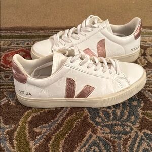 Veja Pink and Gold Sneakers with Minimalist Design